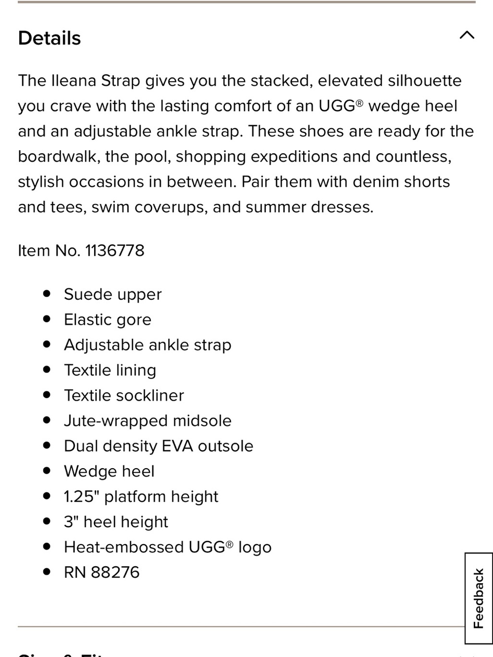UGG Ileana platform wedge sandal size 10 black - Picture 8 of 9